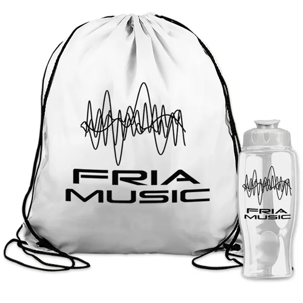 Drawstring backpack in a bottle combo kit.... from ASI 40480 Koozie Group
