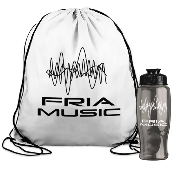 Drawstring backpack in a bottle combo kit.... from ASI 40480 Koozie Group
