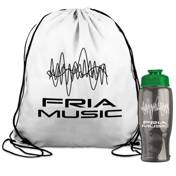 Drawstring backpack in a bottle combo kit.... from ASI 40480 Koozie Group