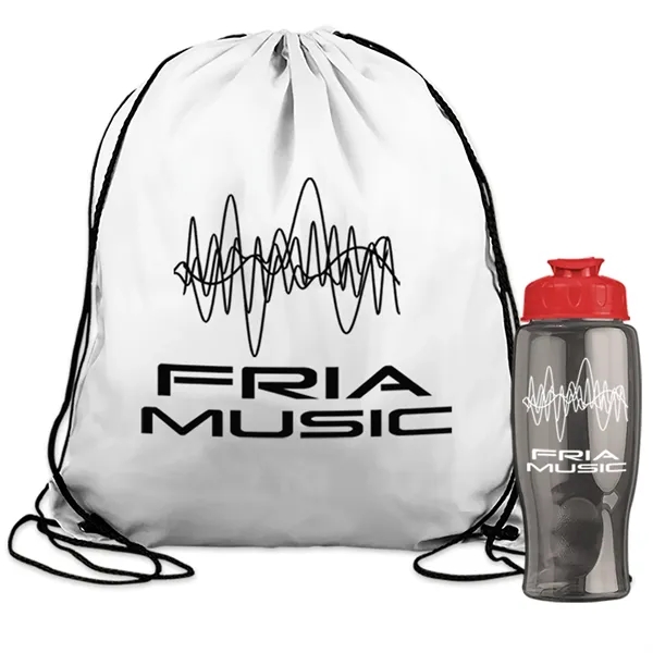 Drawstring backpack in a bottle combo kit.... from ASI 40480 Koozie Group