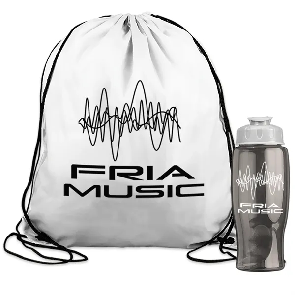 Drawstring backpack in a bottle combo kit.... from ASI 40480 Koozie Group