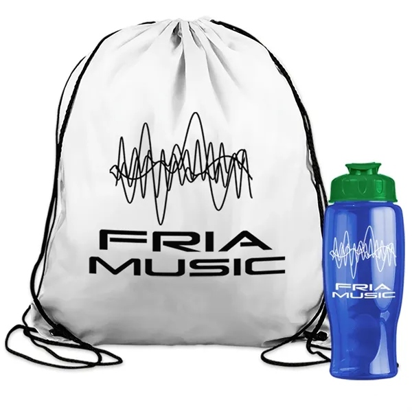 Drawstring backpack in a bottle combo kit.... from ASI 40480 Koozie Group