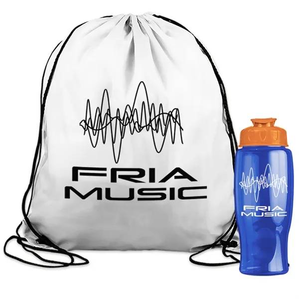 Drawstring backpack in a bottle combo kit.... from ASI 40480 Koozie Group