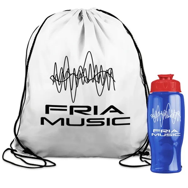 Drawstring backpack in a bottle combo kit.... from ASI 40480 Koozie Group