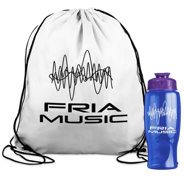 Drawstring backpack in a bottle combo kit.... from ASI 40480 Koozie Group