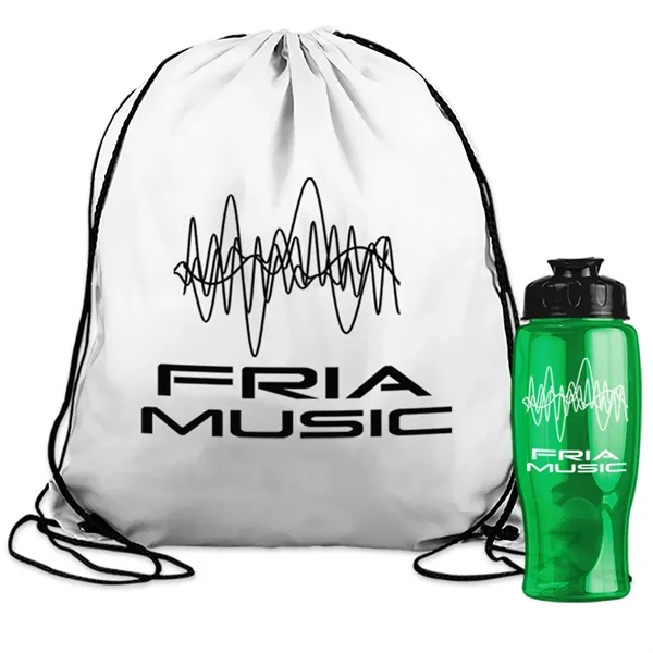 Drawstring backpack in a bottle combo kit.... from ASI 40480 Koozie Group