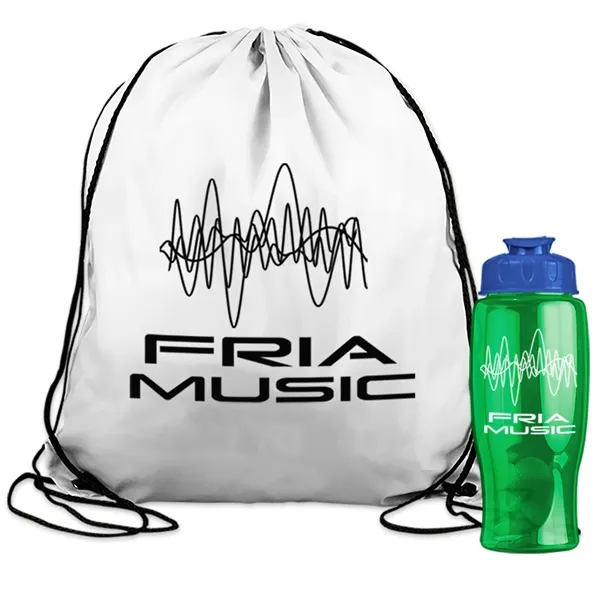 Drawstring backpack in a bottle combo kit.... from ASI 40480 Koozie Group