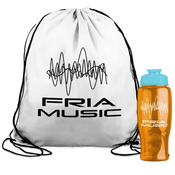 Drawstring backpack in a bottle combo kit.... from ASI 40480 Koozie Group