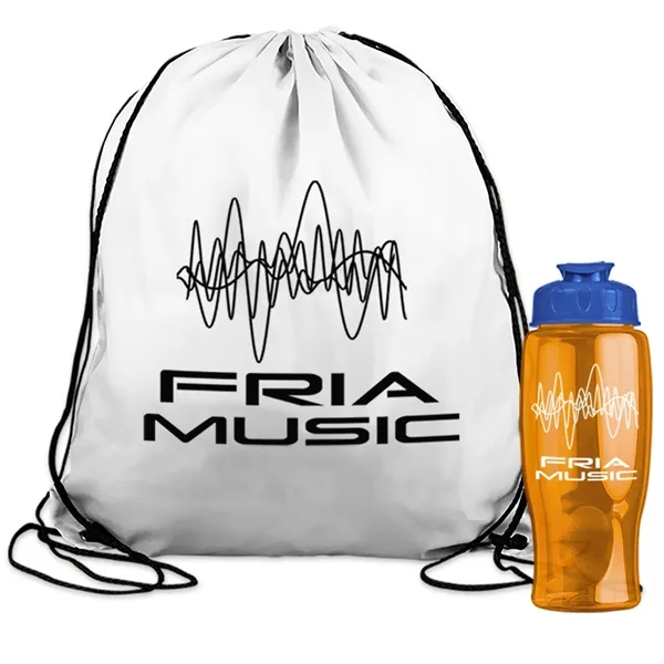 Drawstring backpack in a bottle combo kit.... from ASI 40480 Koozie Group