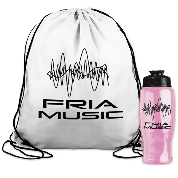 Drawstring backpack in a bottle combo kit.... from ASI 40480 Koozie Group