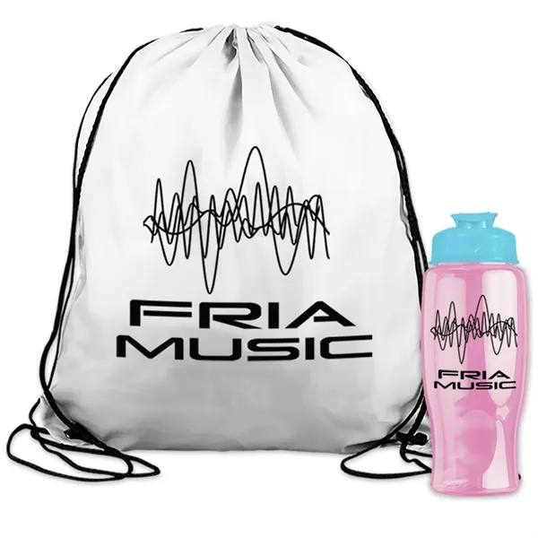 Drawstring backpack in a bottle combo kit.... from ASI 40480 Koozie Group