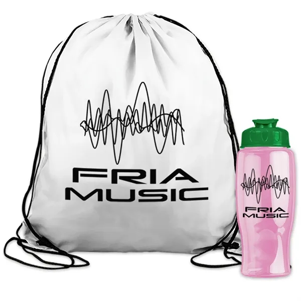 Drawstring backpack in a bottle combo kit.... from ASI 40480 Koozie Group