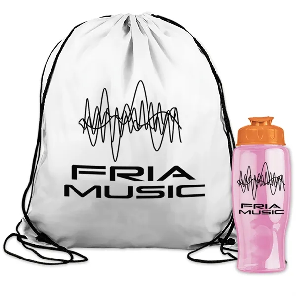 Drawstring backpack in a bottle combo kit.... from ASI 40480 Koozie Group