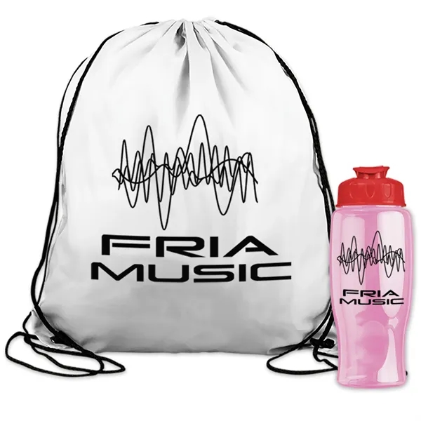 Drawstring backpack in a bottle combo kit.... from ASI 40480 Koozie Group