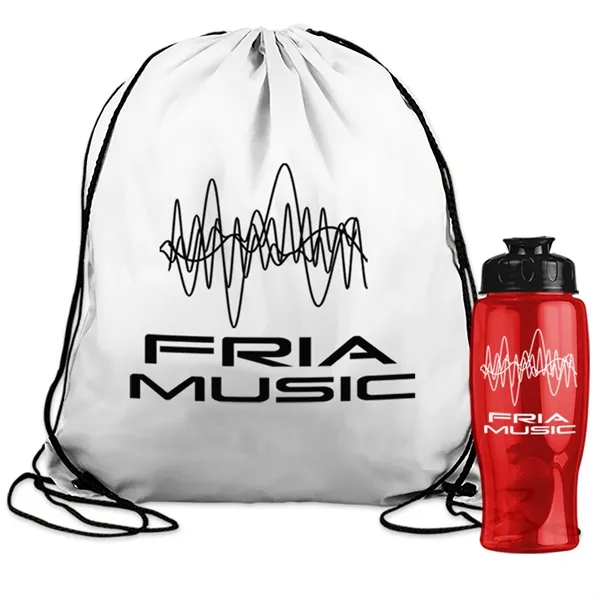 Drawstring backpack in a bottle combo kit.... from ASI 40480 Koozie Group