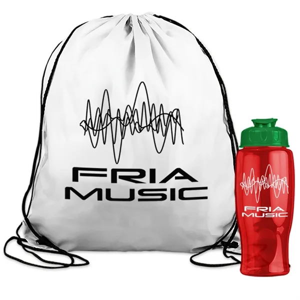 Drawstring backpack in a bottle combo kit.... from ASI 40480 Koozie Group