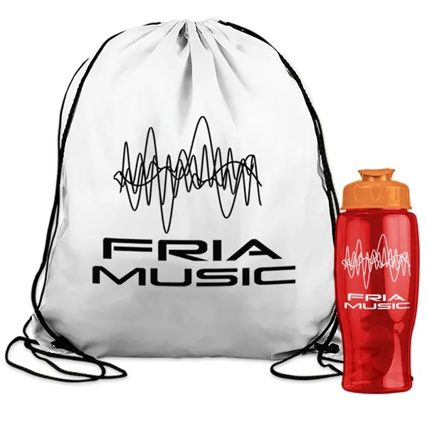 Drawstring backpack in a bottle combo kit.... from ASI 40480 Koozie Group