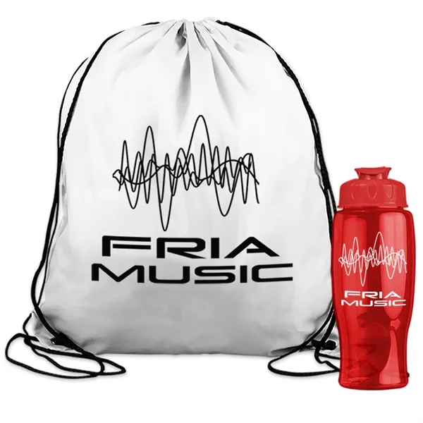 Drawstring backpack in a bottle combo kit.... from ASI 40480 Koozie Group