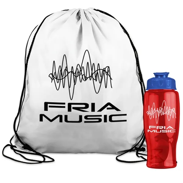 Drawstring backpack in a bottle combo kit.... from ASI 40480 Koozie Group