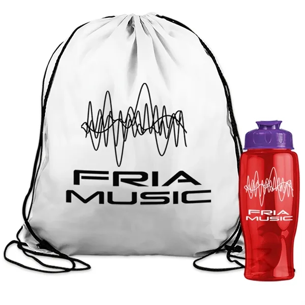 Drawstring backpack in a bottle combo kit.... from ASI 40480 Koozie Group