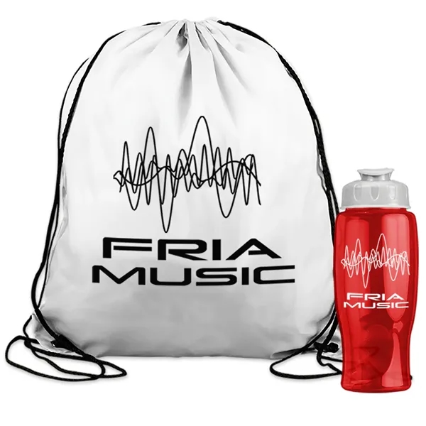 Drawstring backpack in a bottle combo kit.... from ASI 40480 Koozie Group