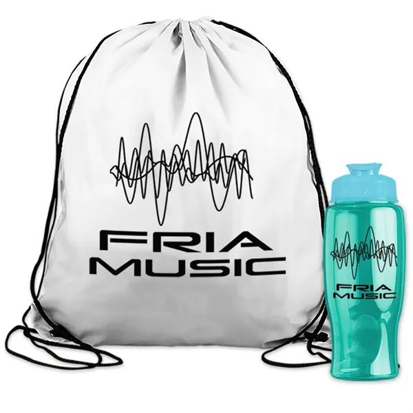 Drawstring backpack in a bottle combo kit.... from ASI 40480 Koozie Group