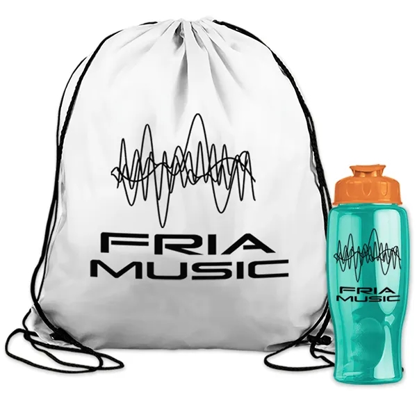 Drawstring backpack in a bottle combo kit.... from ASI 40480 Koozie Group