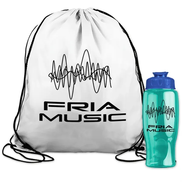 Drawstring backpack in a bottle combo kit.... from ASI 40480 Koozie Group