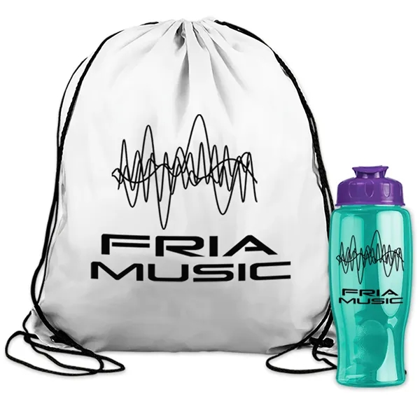 Drawstring backpack in a bottle combo kit.... from ASI 40480 Koozie Group
