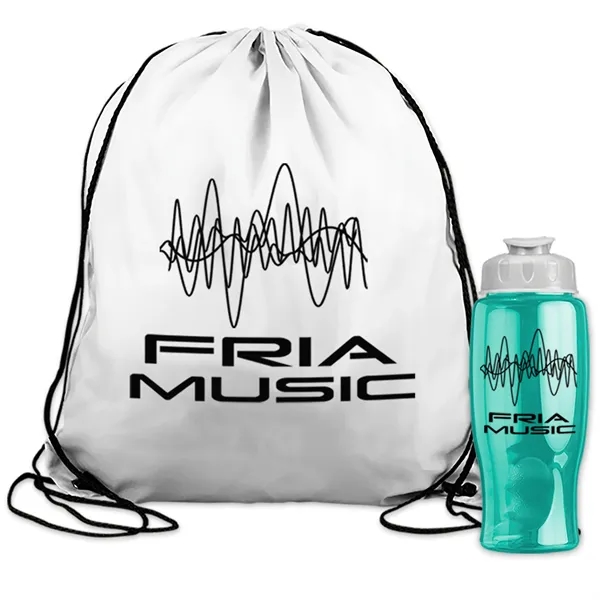 Drawstring backpack in a bottle combo kit.... from ASI 40480 Koozie Group
