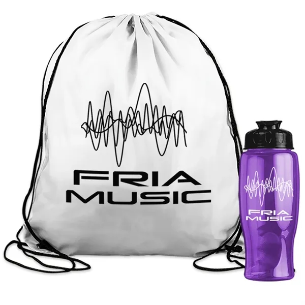 Drawstring backpack in a bottle combo kit.... from ASI 40480 Koozie Group