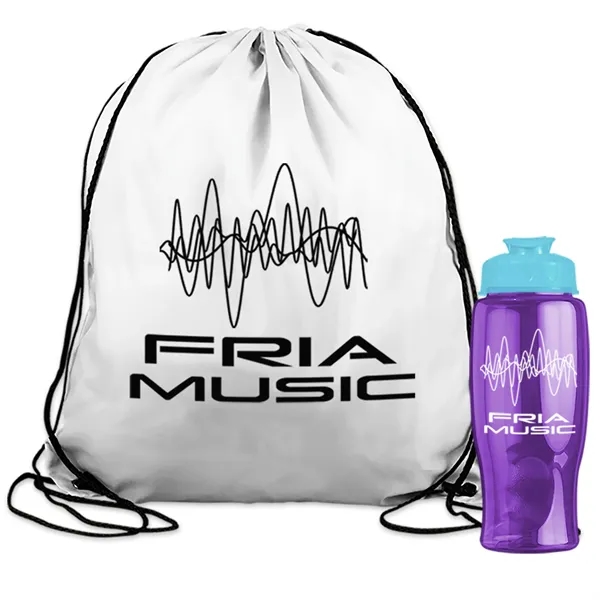 Drawstring backpack in a bottle combo kit.... from ASI 40480 Koozie Group