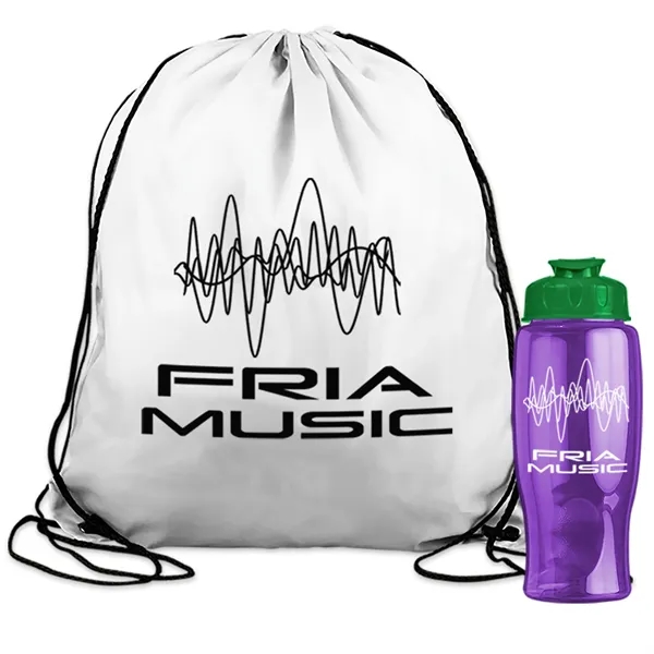 Drawstring backpack in a bottle combo kit.... from ASI 40480 Koozie Group