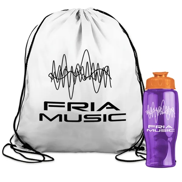 Drawstring backpack in a bottle combo kit.... from ASI 40480 Koozie Group
