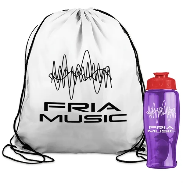 Drawstring backpack in a bottle combo kit.... from ASI 40480 Koozie Group
