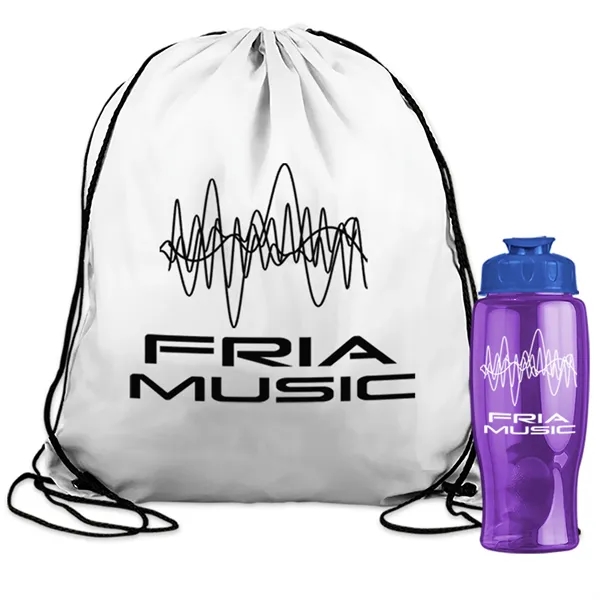 Drawstring backpack in a bottle combo kit.... from ASI 40480 Koozie Group