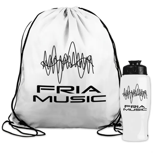 Drawstring backpack in a bottle combo kit.... from ASI 40480 Koozie Group