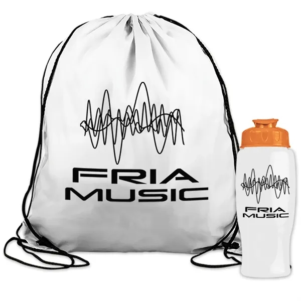 Drawstring backpack in a bottle combo kit.... from ASI 40480 Koozie Group