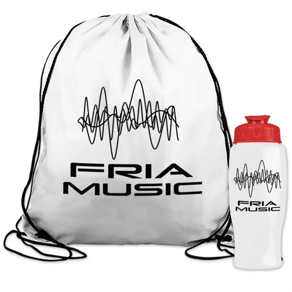 Drawstring backpack in a bottle combo kit.... from ASI 40480 Koozie Group