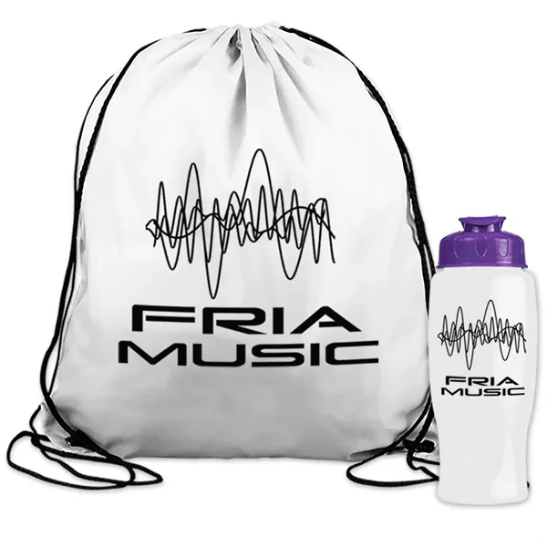 Drawstring backpack in a bottle combo kit.... from ASI 40480 Koozie Group