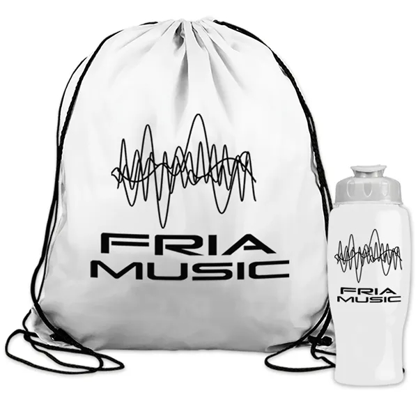 Drawstring backpack in a bottle combo kit.... from ASI 40480 Koozie Group