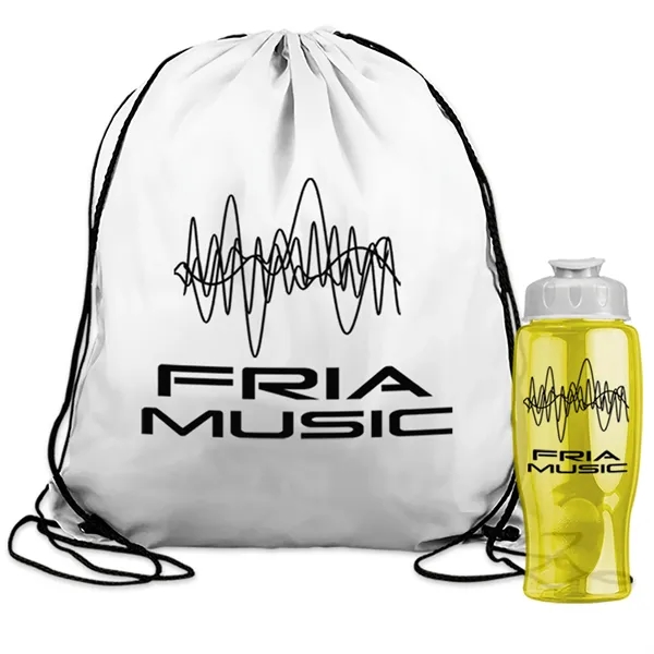 Drawstring backpack in a bottle combo kit.... from ASI 40480 Koozie Group