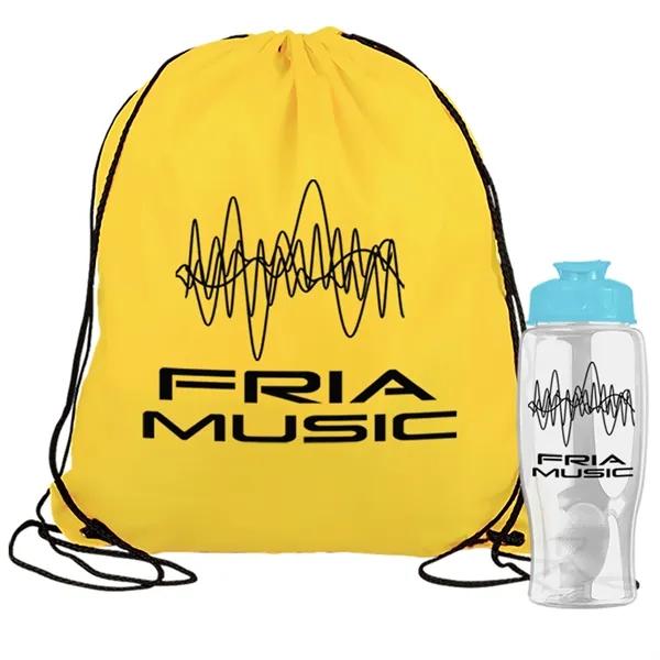Drawstring backpack in a bottle combo kit.... from ASI 40480 Koozie Group