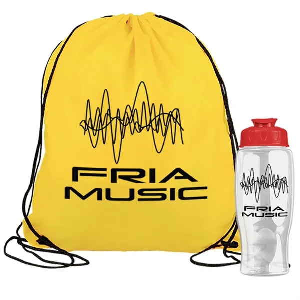 Drawstring backpack in a bottle combo kit.... from ASI 40480 Koozie Group