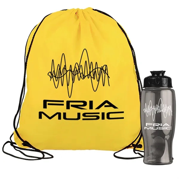 Drawstring backpack in a bottle combo kit.... from ASI 40480 Koozie Group