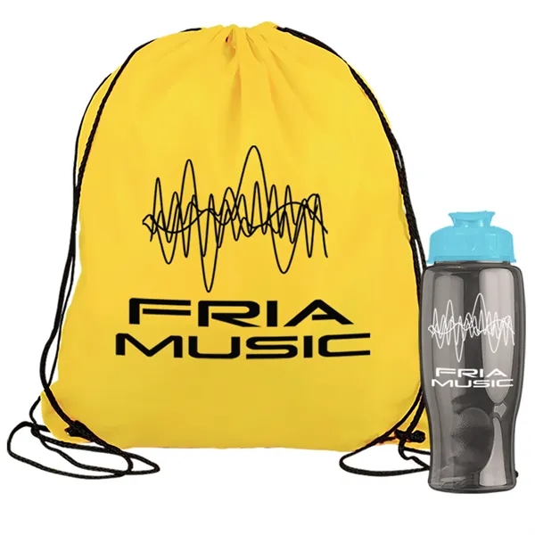 Drawstring backpack in a bottle combo kit.... from ASI 40480 Koozie Group