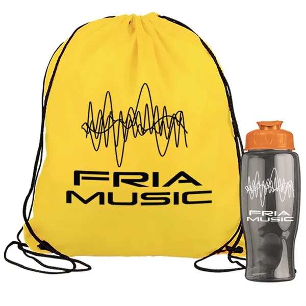 Drawstring backpack in a bottle combo kit.... from ASI 40480 Koozie Group
