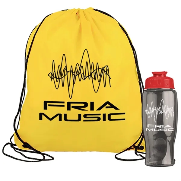 Drawstring backpack in a bottle combo kit.... from ASI 40480 Koozie Group