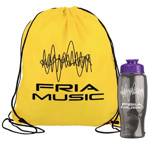 Drawstring backpack in a bottle combo kit.... from ASI 40480 Koozie Group