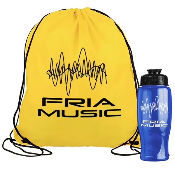 Drawstring backpack in a bottle combo kit.... from ASI 40480 Koozie Group